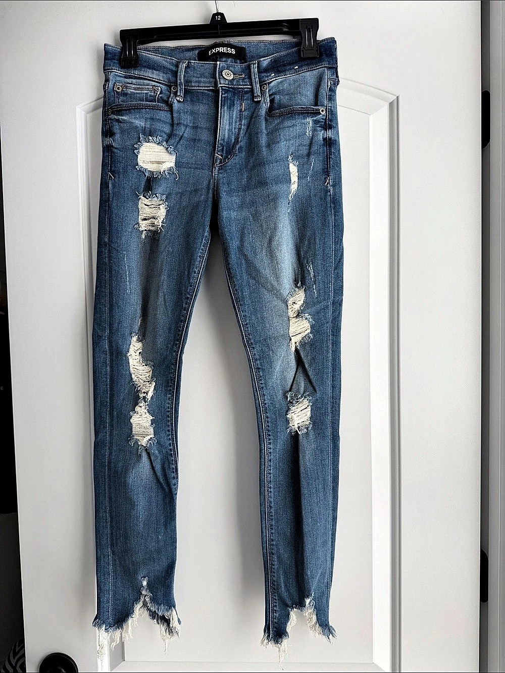 Express Ankle Legging Mid Rise Distressed Skinny Jeans Blue Waist 2R/2R